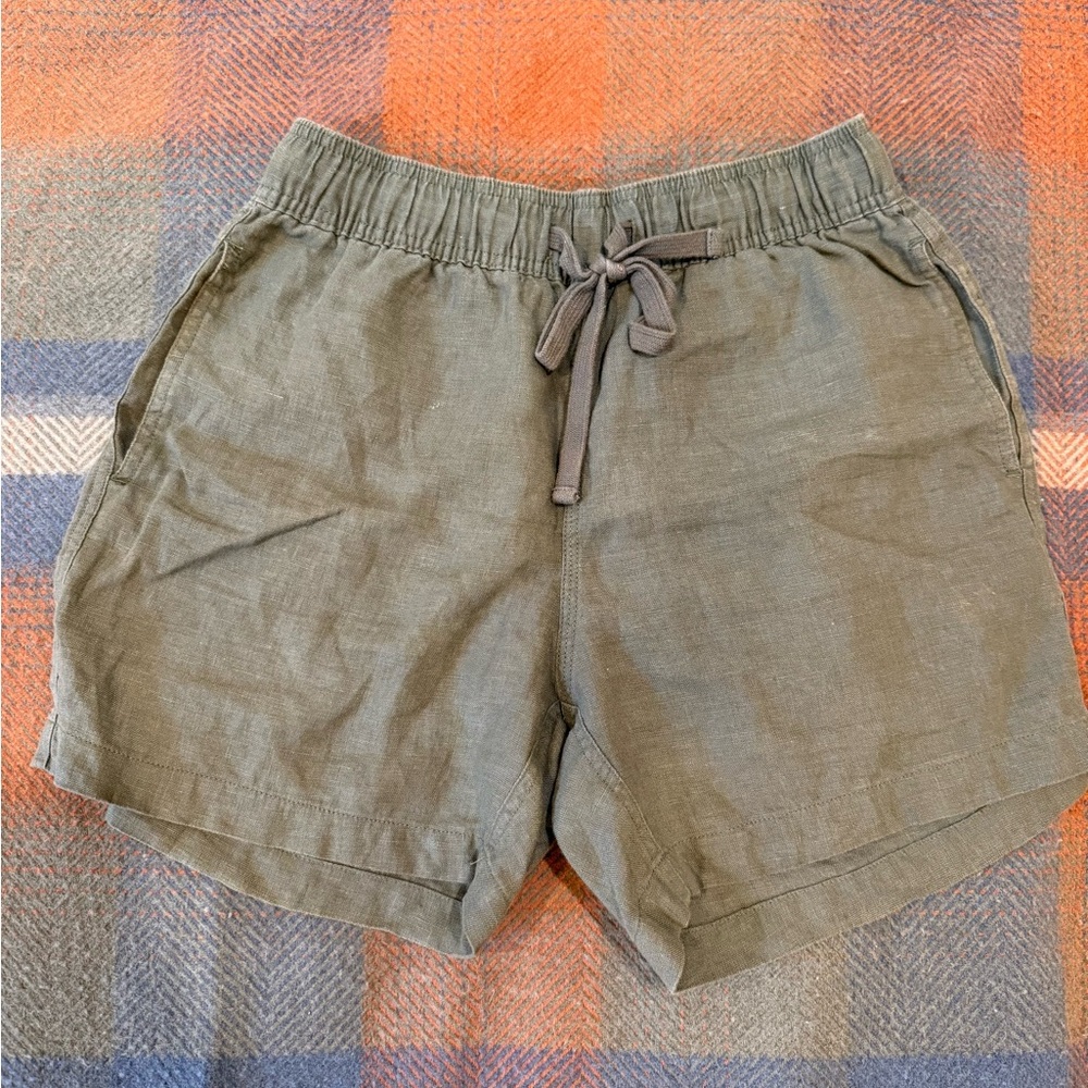 Venroy Olive Lounge linen Shorts